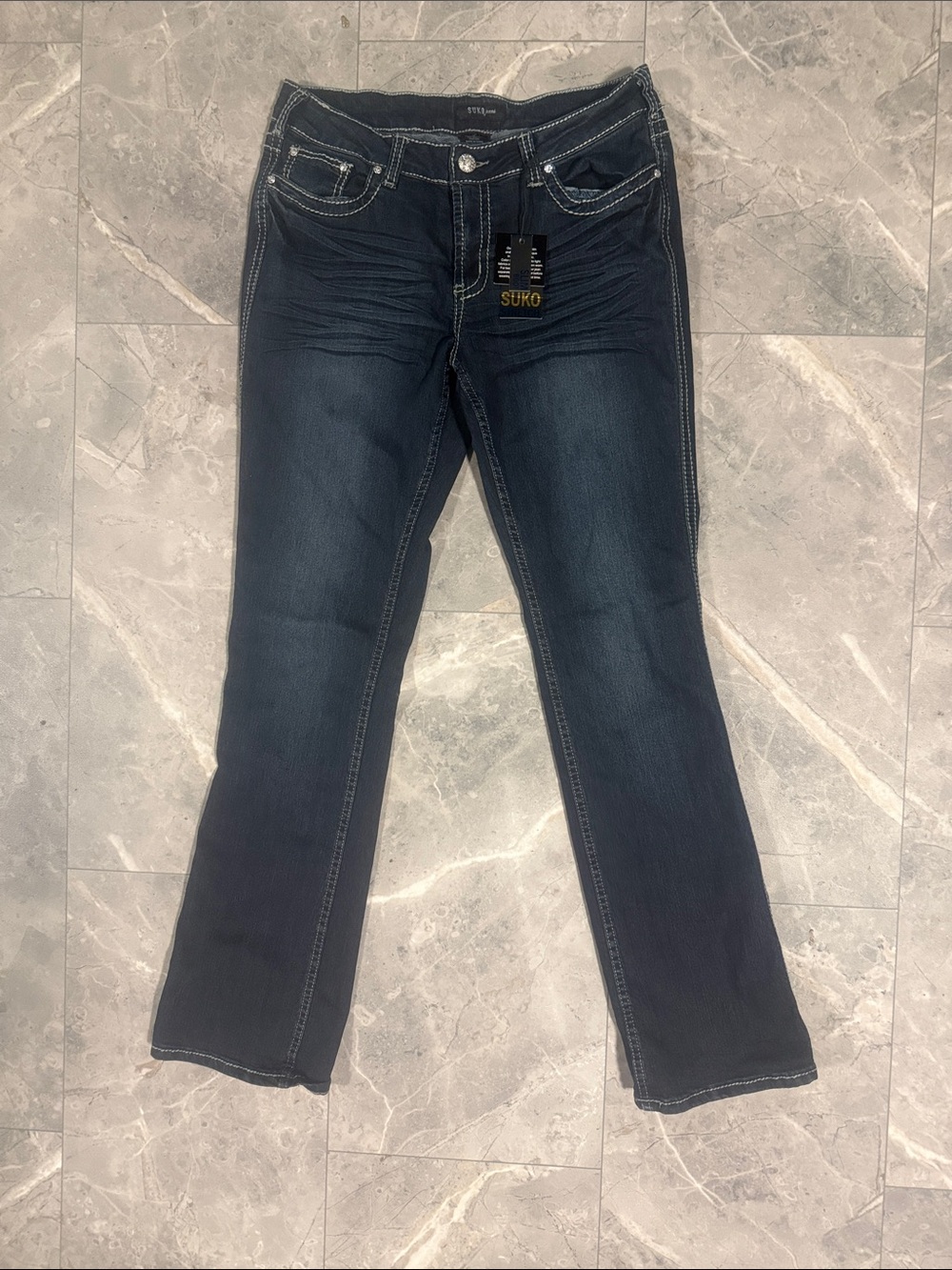 SUKO Women’s Dark Indigo Bootcut Jeans